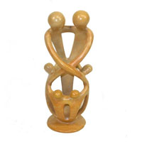 Natural Soapstone Family Sculpture