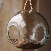 Recycled Glass Round Bird Feeder / Terrarium