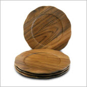 Scalloped Edge Wooden Chargers - Set of 4