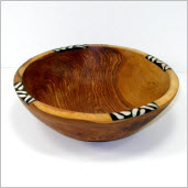 Hand Crafted Olive Wood Bowl with Inlaid Bone
