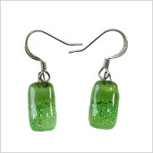 Green Bubbles Glass Earrings