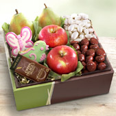Organic Spring Bouquet of Sweets and Fruit Gift Box